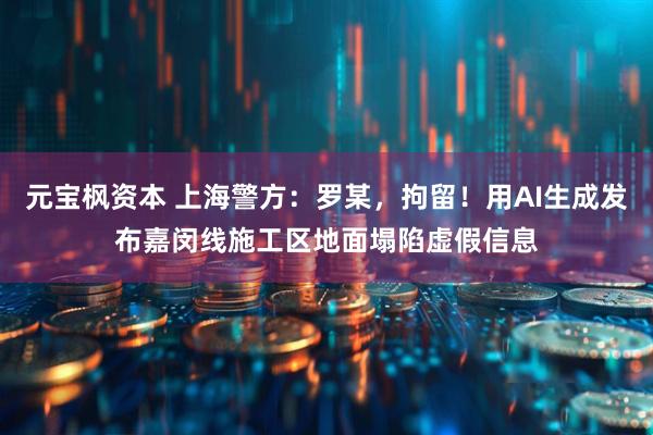 元宝枫资本 上海警方：罗某，拘留！用AI生成发布嘉闵线施工区地面塌陷虚假信息